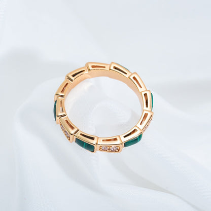 [Lucas Jewelry]SERPENTI RING PINK GOLD MALACHITE DIAMOND 3MM