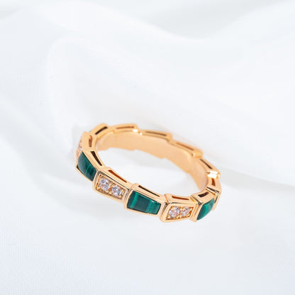 [Lucas Jewelry]SERPENTI RING PINK GOLD MALACHITE DIAMOND 3MM