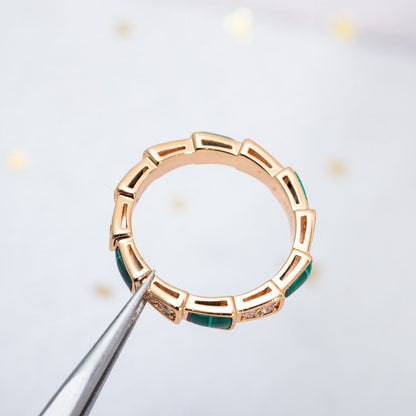 [Lucas Jewelry]SERPENTI RING PINK GOLD MALACHITE DIAMOND 3MM