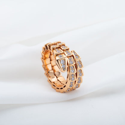 [Lucas Jewelry]SERPENTI RING PINK GOLD DIAMOND DOUBLE ROW