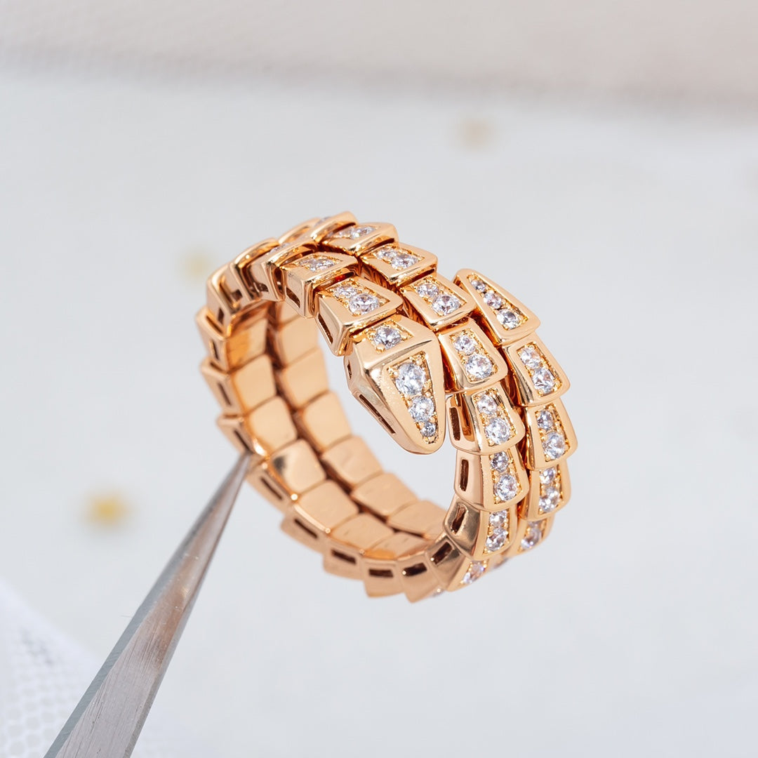 [Lucas Jewelry]SERPENTI RING PINK GOLD DIAMOND DOUBLE ROW