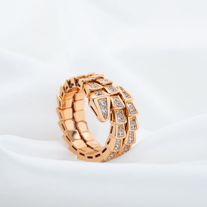 [Lucas Jewelry]SERPENTI RING PINK GOLD DIAMOND DOUBLE ROW