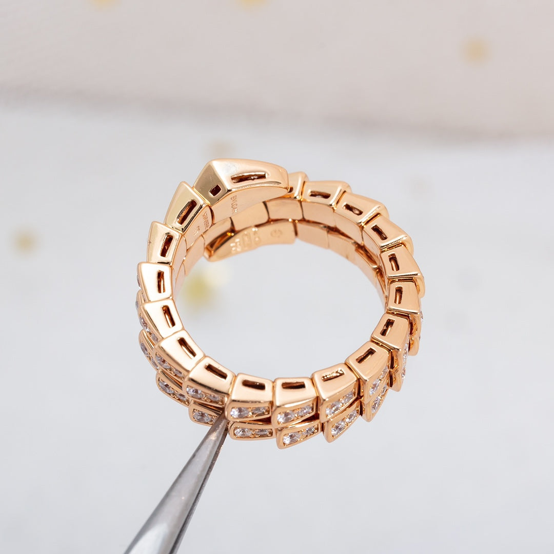 [Lucas Jewelry]SERPENTI RING PINK GOLD DIAMOND DOUBLE ROW