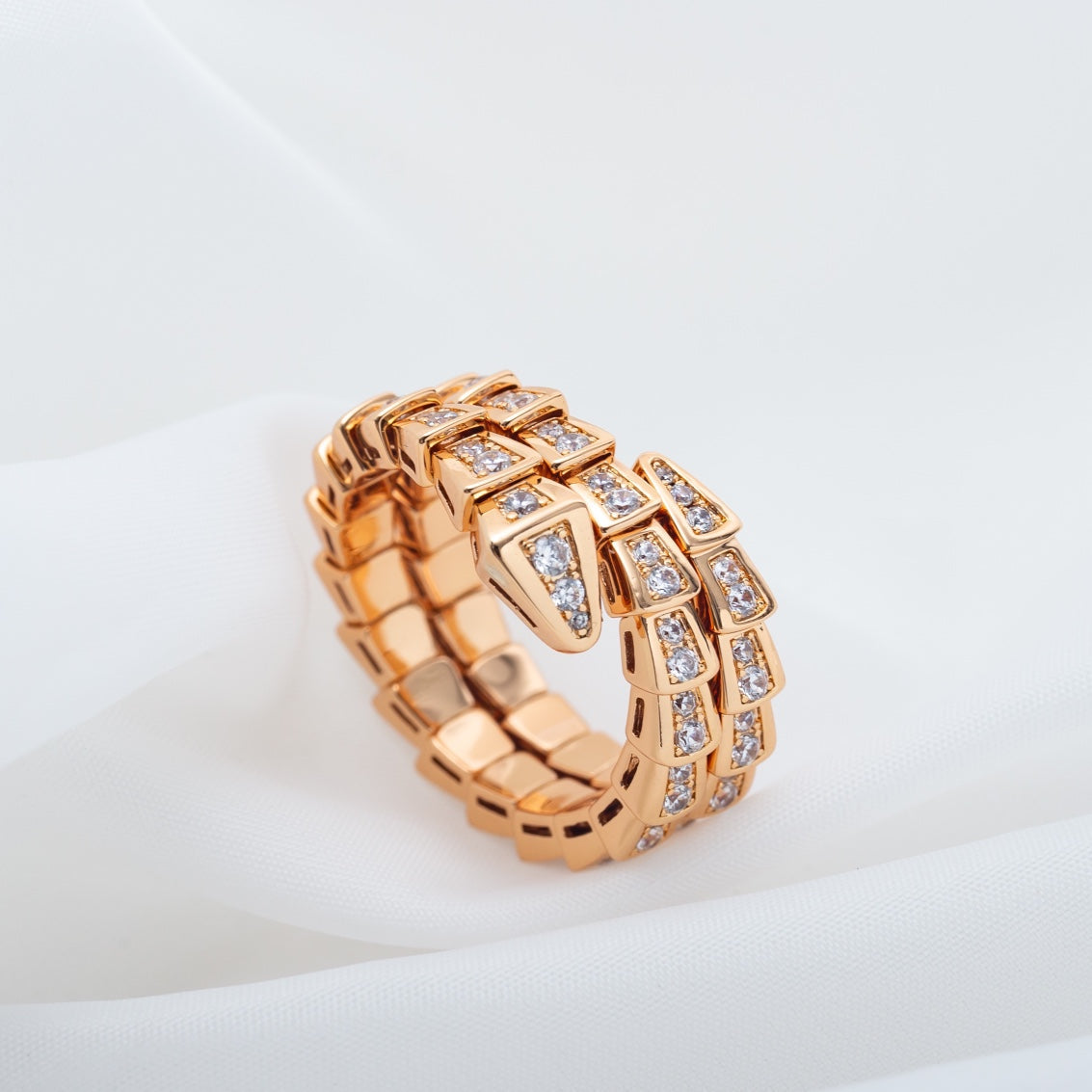 [Lucas Jewelry]SERPENTI RING PINK GOLD DIAMOND DOUBLE ROW