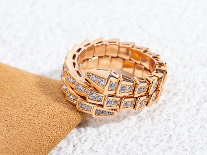 [Lucas Jewelry]SERPENTI RING PINK GOLD DIAMOND DOUBLE ROW