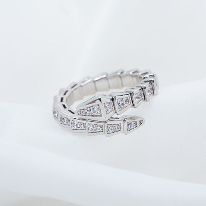 [Lucas Jewelry]SERPENTI RING SILVER DIAMOND PAVED 4MM