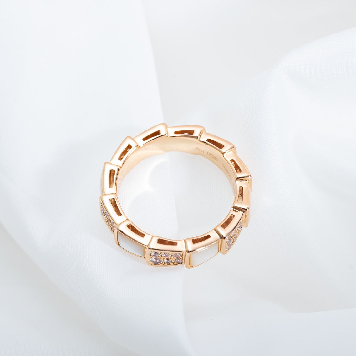 [Lucas Jewelry]SERPENTI RING PINK GOLD MOP DIAMOND PAVED 4MM