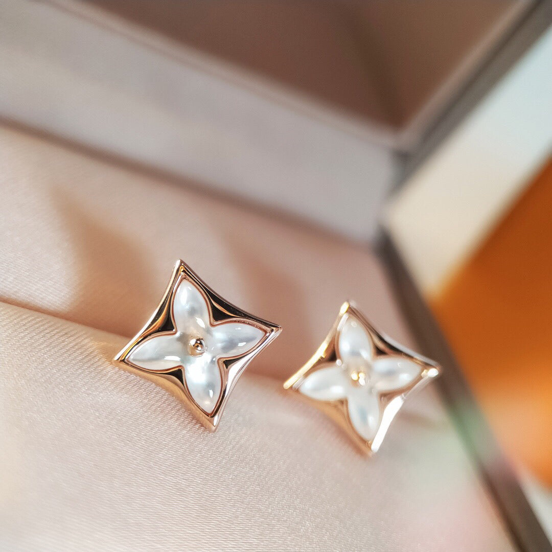 [Lucas Jewelry]STAR MOP PINK GOLD EARRINGS