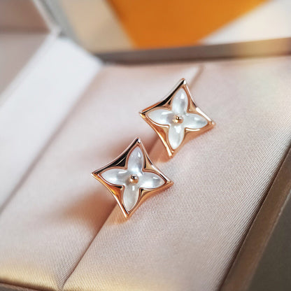 [Lucas Jewelry]STAR MOP PINK GOLD EARRINGS