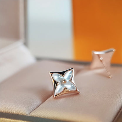 [Lucas Jewelry]STAR MOP PINK GOLD EARRINGS