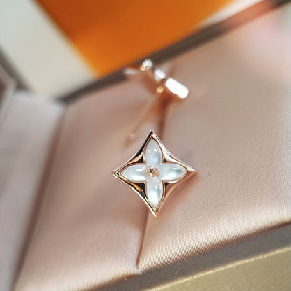 [Lucas Jewelry]STAR MOP PINK GOLD EARRINGS