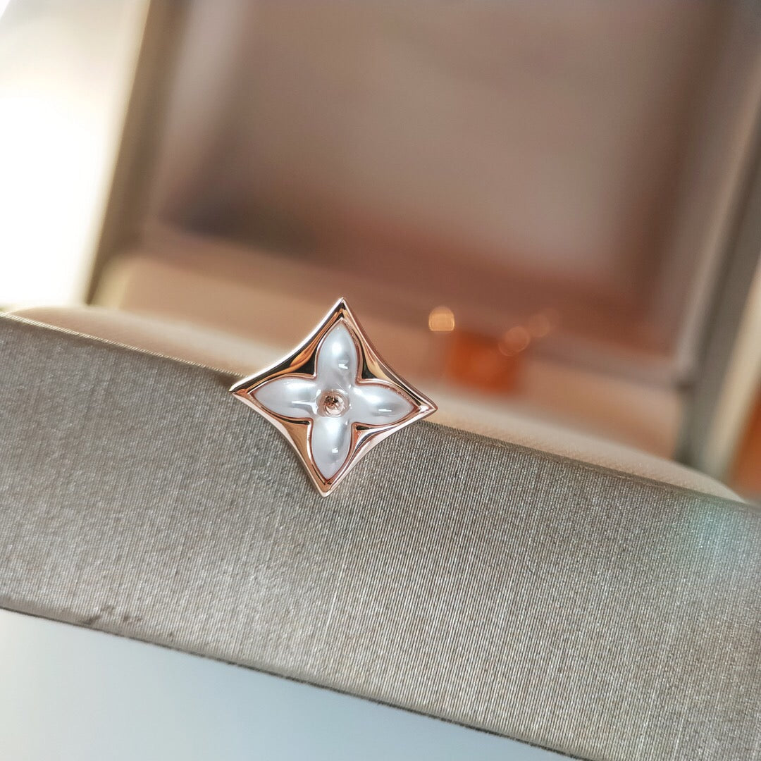 [Lucas Jewelry]STAR MOP PINK GOLD EARRINGS