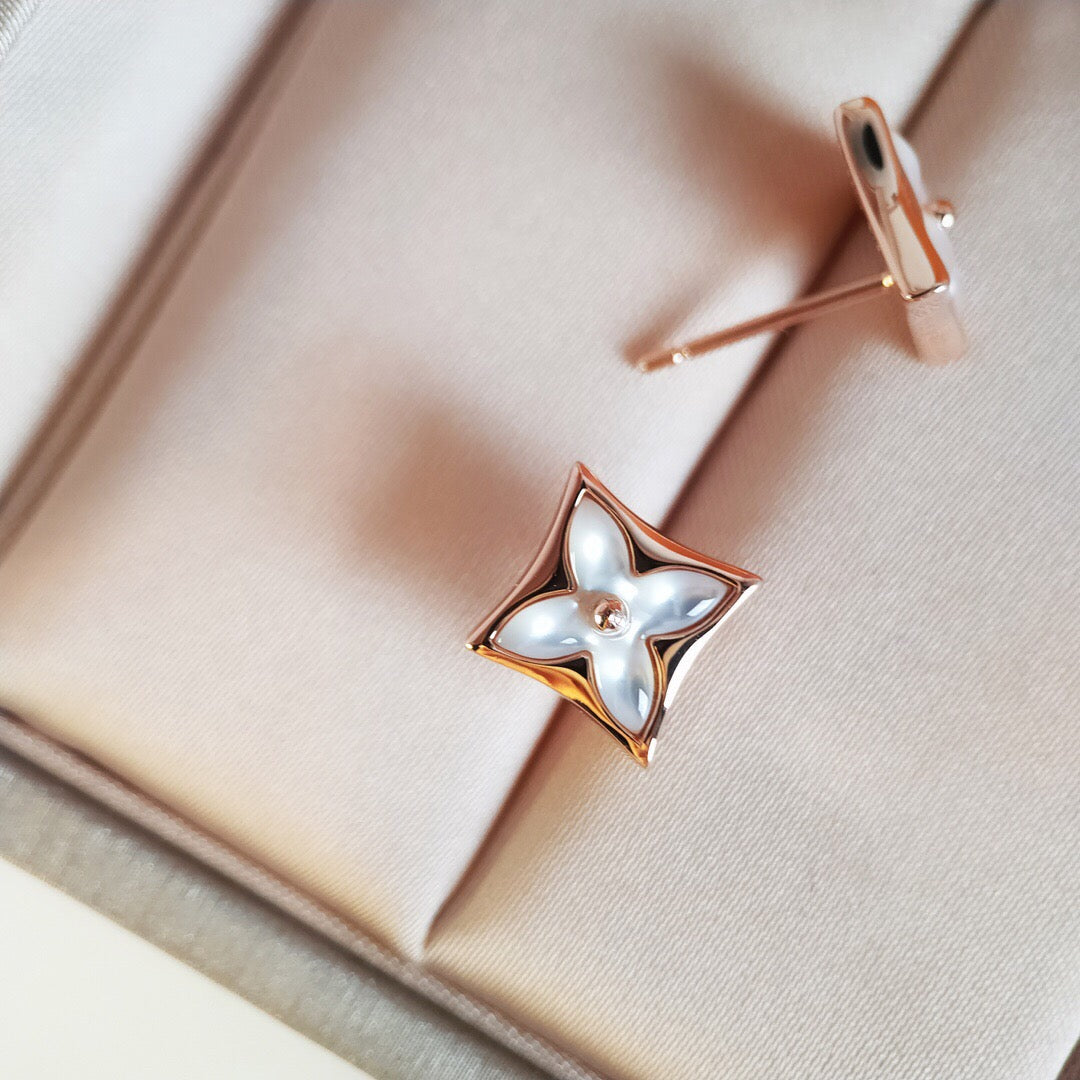 [Lucas Jewelry]STAR MOP PINK GOLD EARRINGS