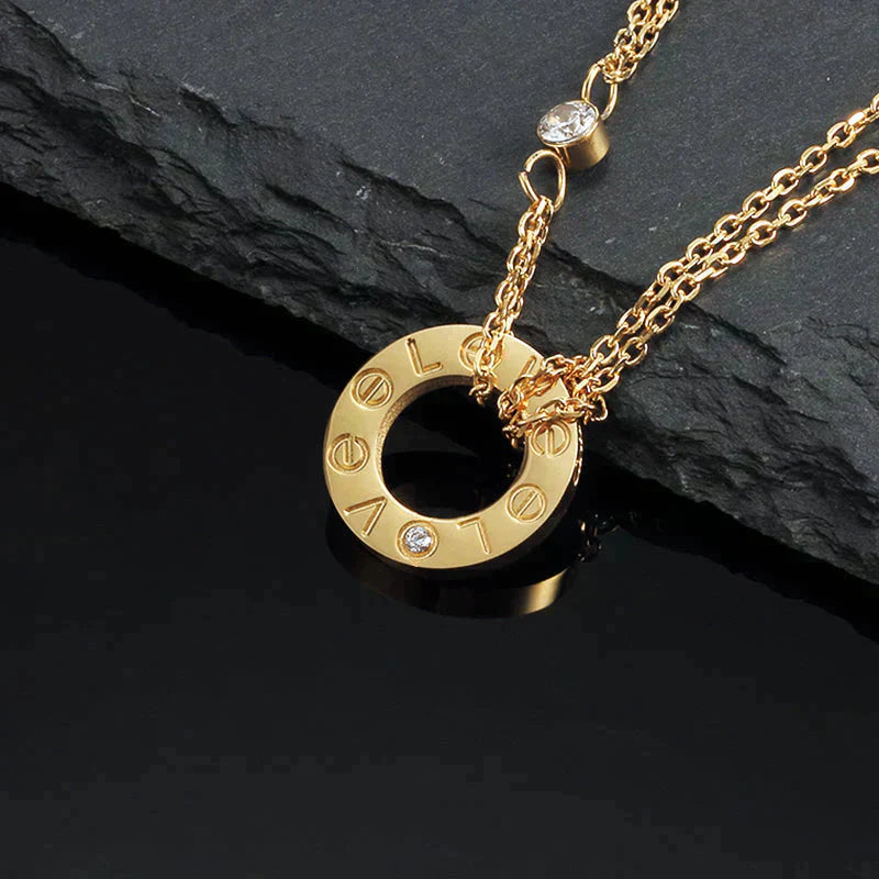 [Lucas Jewelry]LOVE NECKLACE 16MM 2 DIAMONDS