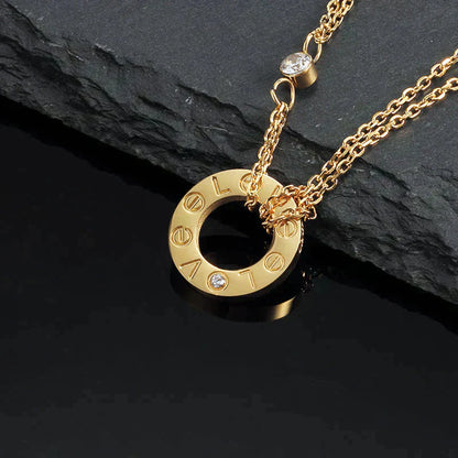 [Lucas Jewelry]LOVE NECKLACE 16MM 2 DIAMONDS