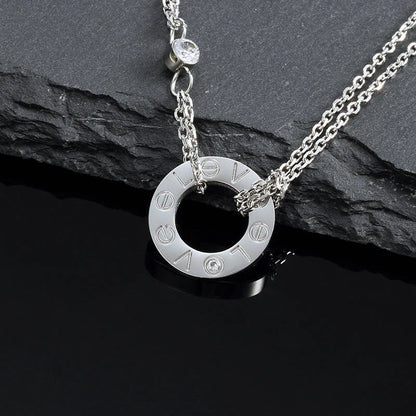 [Lucas Jewelry]LOVE NECKLACE 16MM 2 DIAMONDS