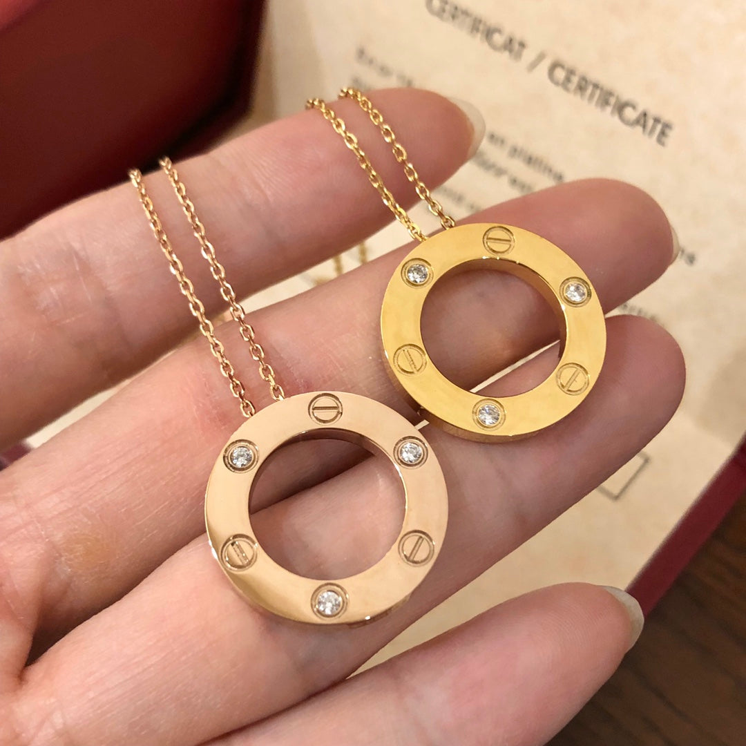 [Lucas Jewelry]LOVE NECKLACE 16MM 3 DIAMONDS