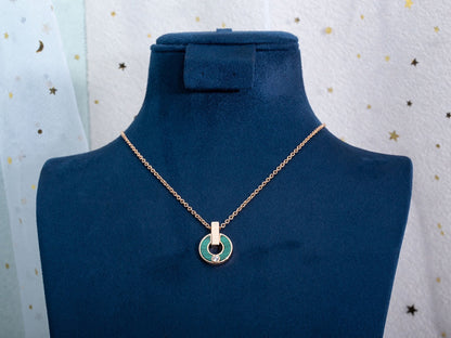 [Lucas Jewelry]GARI NECKLACE PINK GOLD MALACHITE