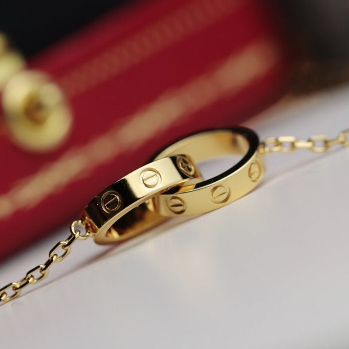 [Lucas Jewelry]LOVE NECKLACE DOUBLE RING GOLD