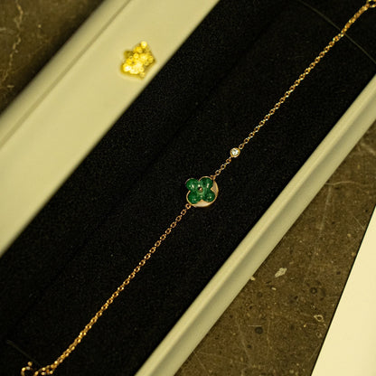 [Lucas Jewelry]SUN MALACHITE 1 DIAMOND PINK GOLD BRACELET