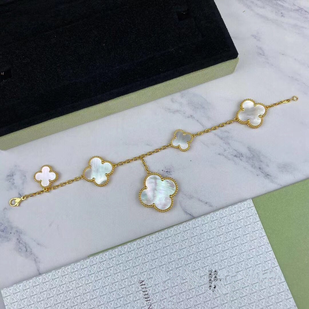 [Lucas Jewelry]MAGIC CLOVER MOP GOLD BRACELET 5 MOTIFS