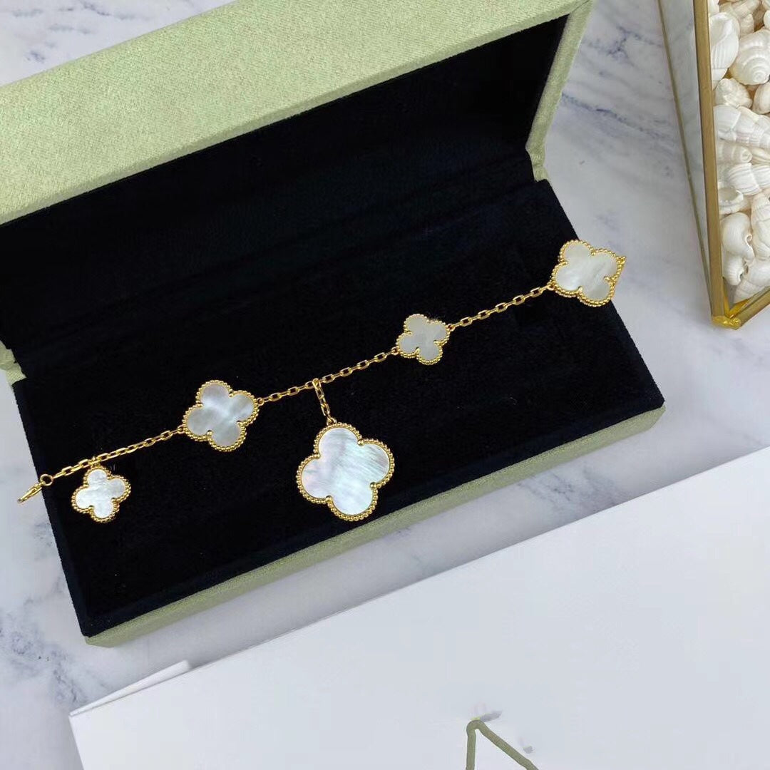 [Lucas Jewelry]MAGIC CLOVER MOP GOLD BRACELET 5 MOTIFS