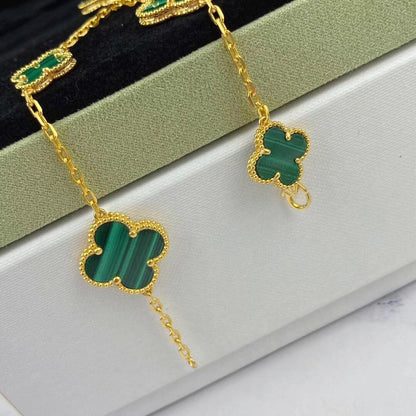 [Lucas Jewelry]MAGIC CLOVER MALACHITE GOLD BRACELET 5 MOTIFS