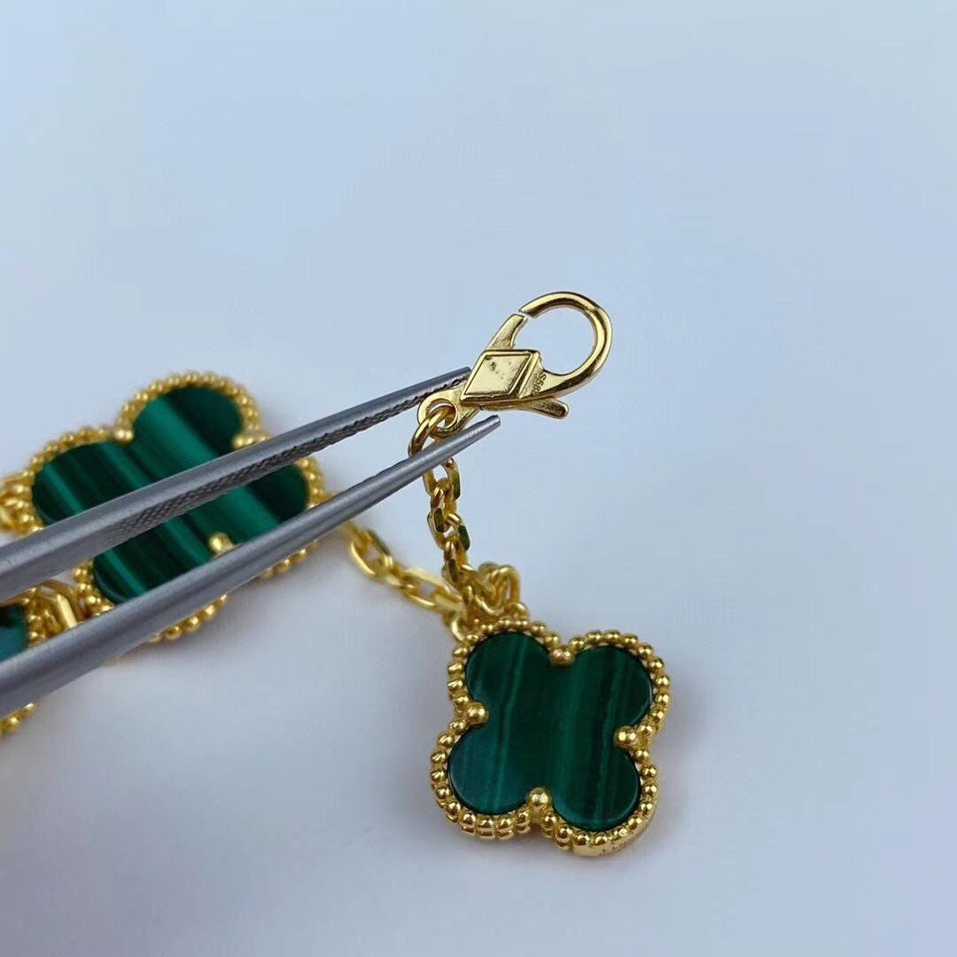 [Lucas Jewelry]MAGIC CLOVER MALACHITE GOLD BRACELET 5 MOTIFS