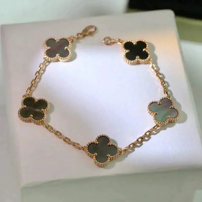 [Lucas Jewelry]CLOVER 5 MOTIF GRAY MOP  BRACELET