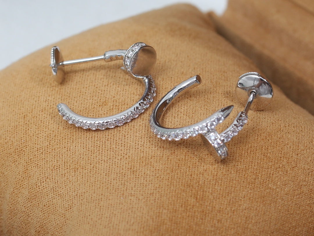 [Lucas Jewelry]JUSTE EARRINGS 12.75MM SILVER DIAMOND