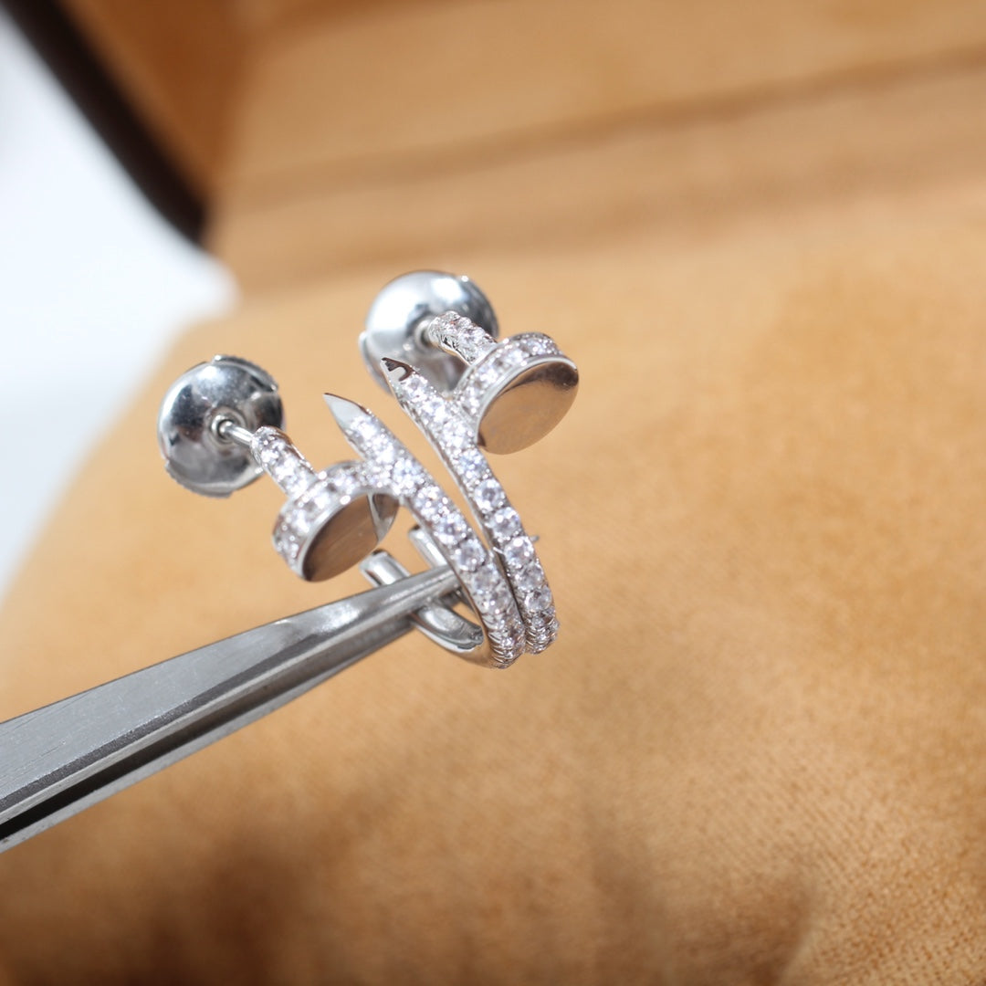 [Lucas Jewelry]JUSTE EARRINGS 12.75MM SILVER DIAMOND