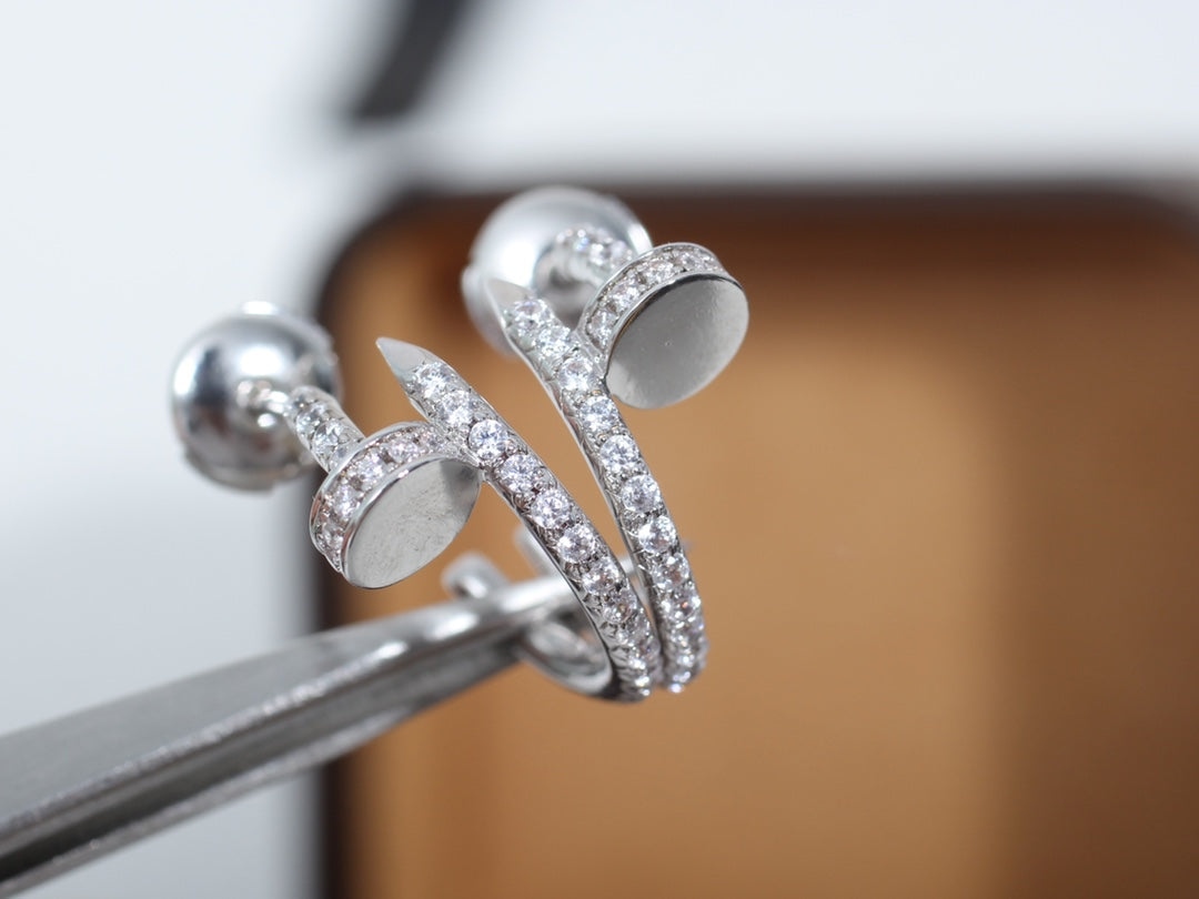 [Lucas Jewelry]JUSTE EARRINGS 12.75MM SILVER DIAMOND