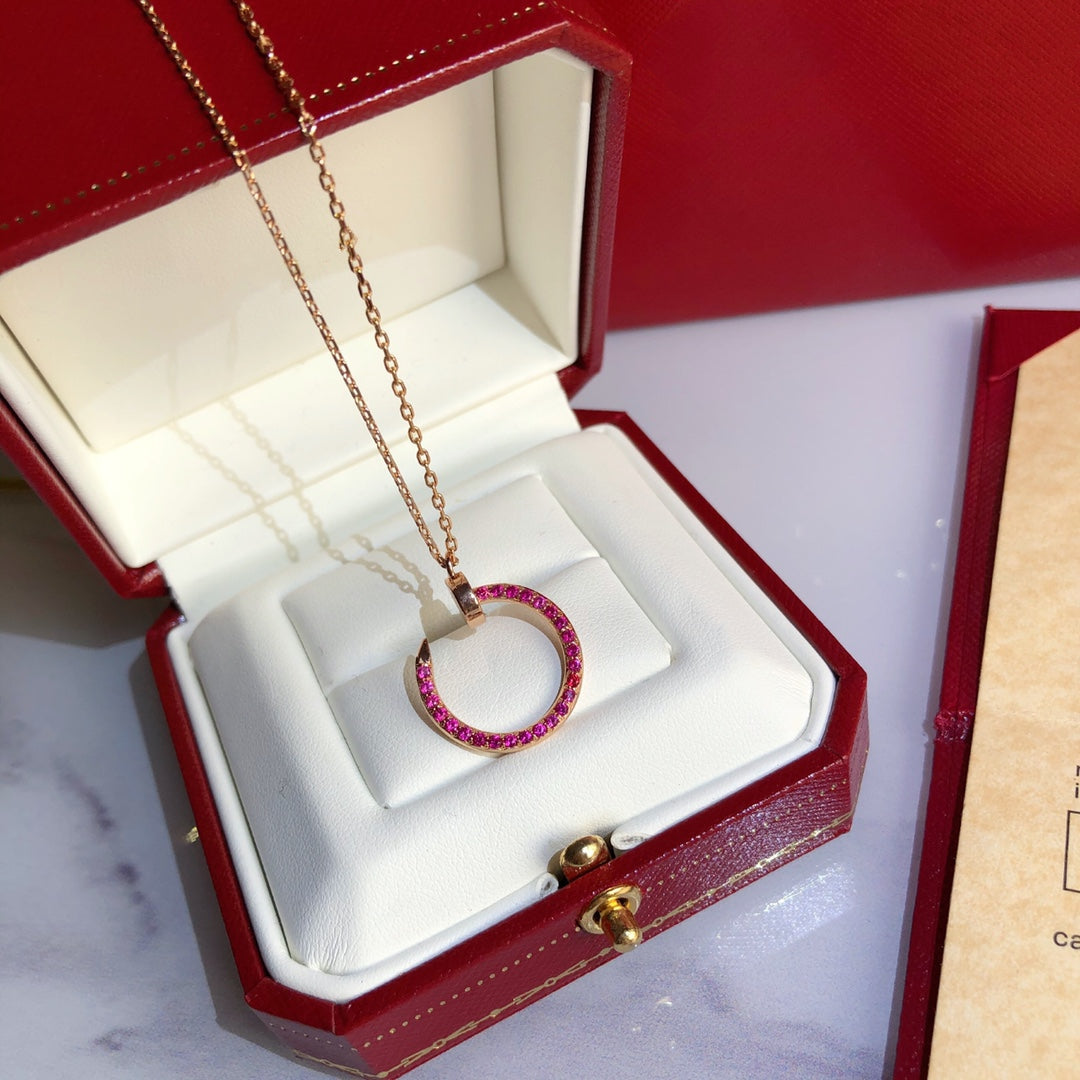 [Lucas Jewelry]JUSTE NECKLACE GOLD RED DIAMONDS