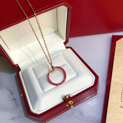 [Lucas Jewelry]JUSTE NECKLACE GOLD RED DIAMONDS