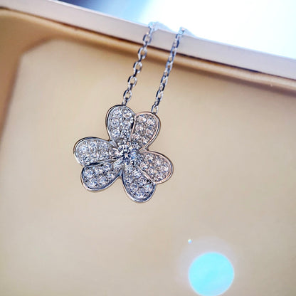 [Lucas Jewelry]CLOVER DIAMOND NECKLACE SILVER