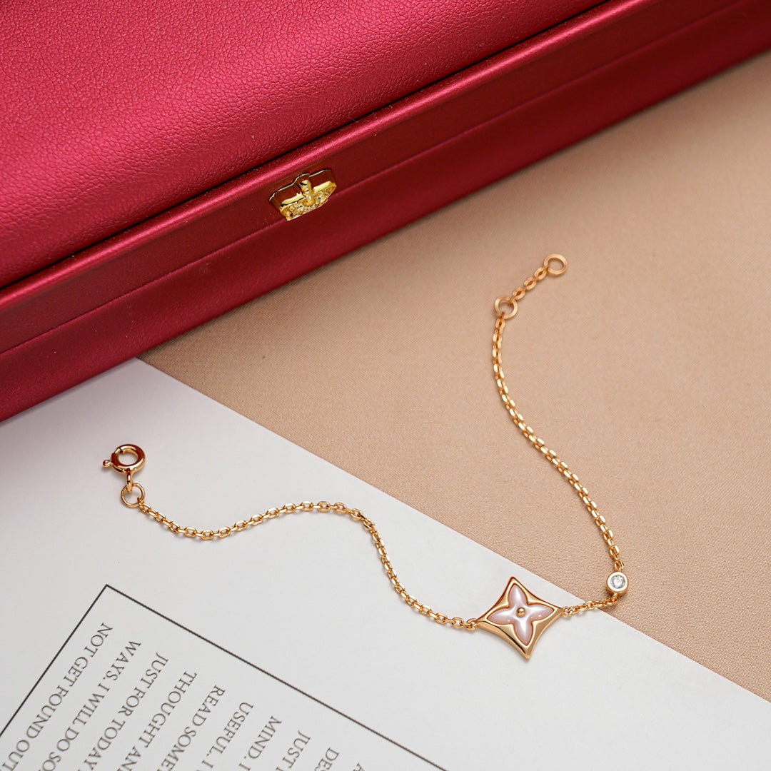 [Lucas Jewelry]STAR 1 DIAMOND PINK GOLD BRACELET