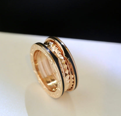 [Lucas Jewelry]ZERO 1 PINK GOLD BLACK CERAMIC RING