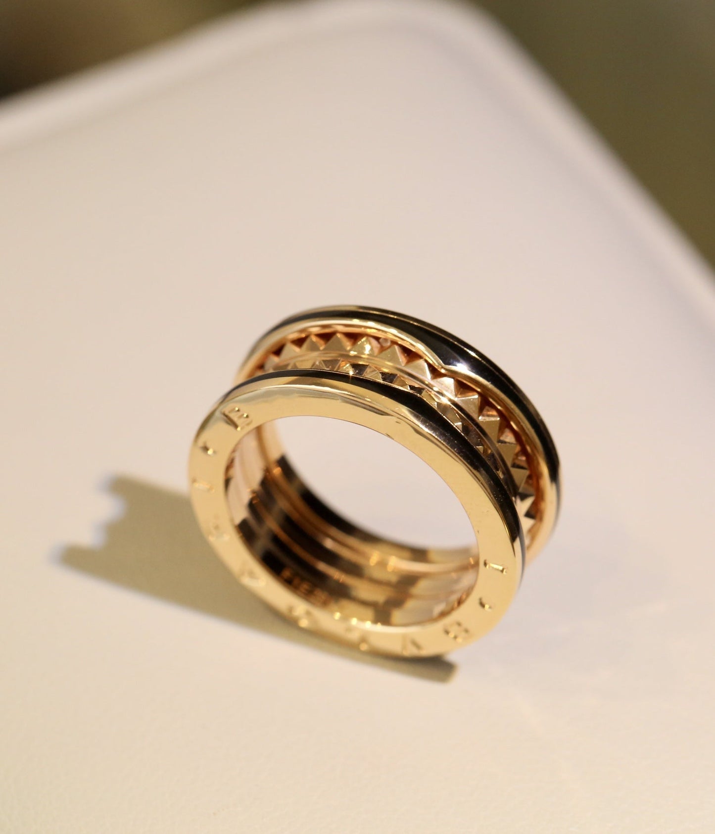 [Lucas Jewelry]ZERO 1 PINK GOLD BLACK CERAMIC RING