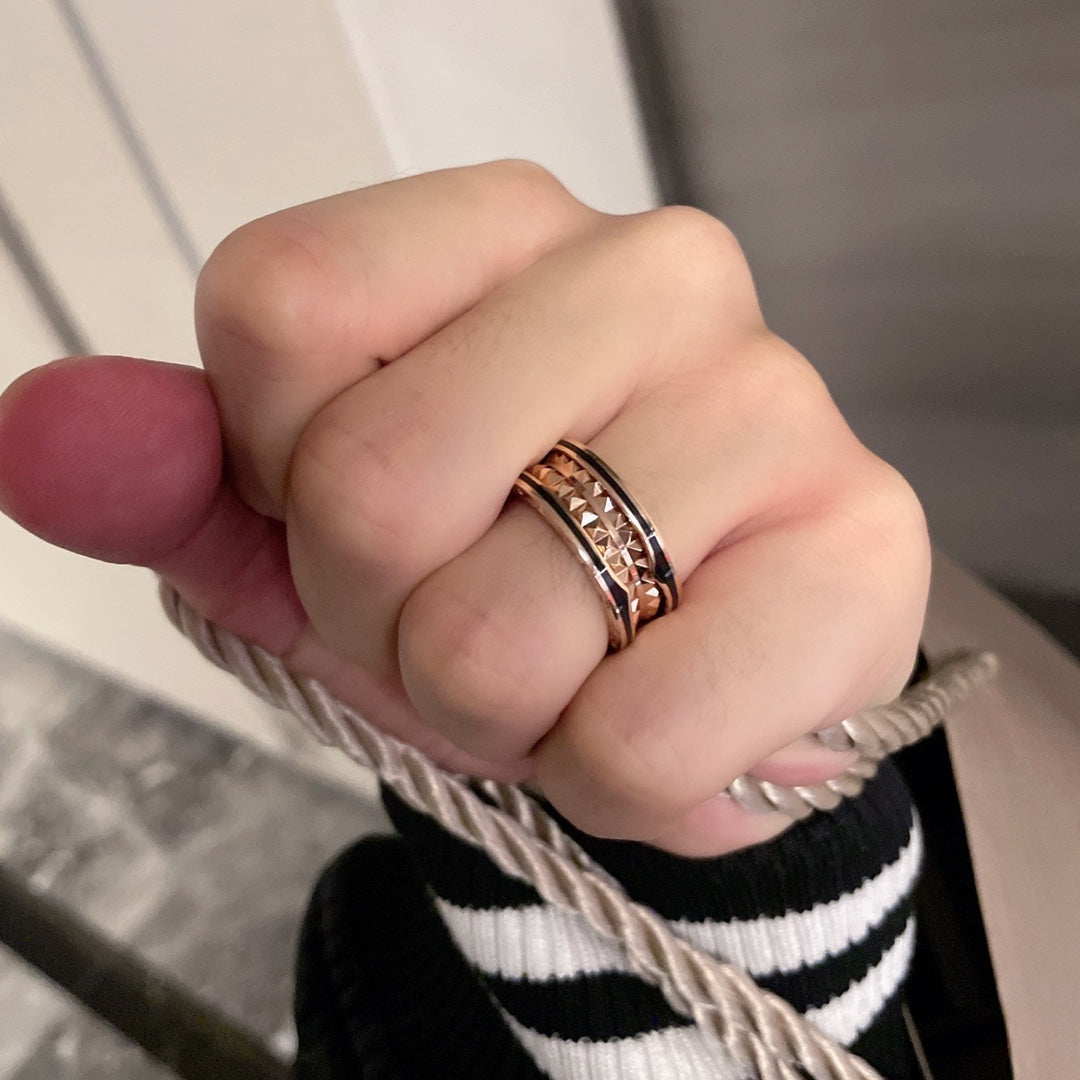 [Lucas Jewelry]ZERO 1 PINK GOLD BLACK CERAMIC RING