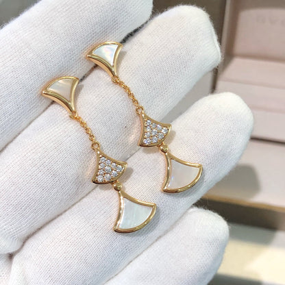 [Lucas Jewelry]DREAM EARRINGS 3 MOTIFS DIAMOND MOP PINK GOLD