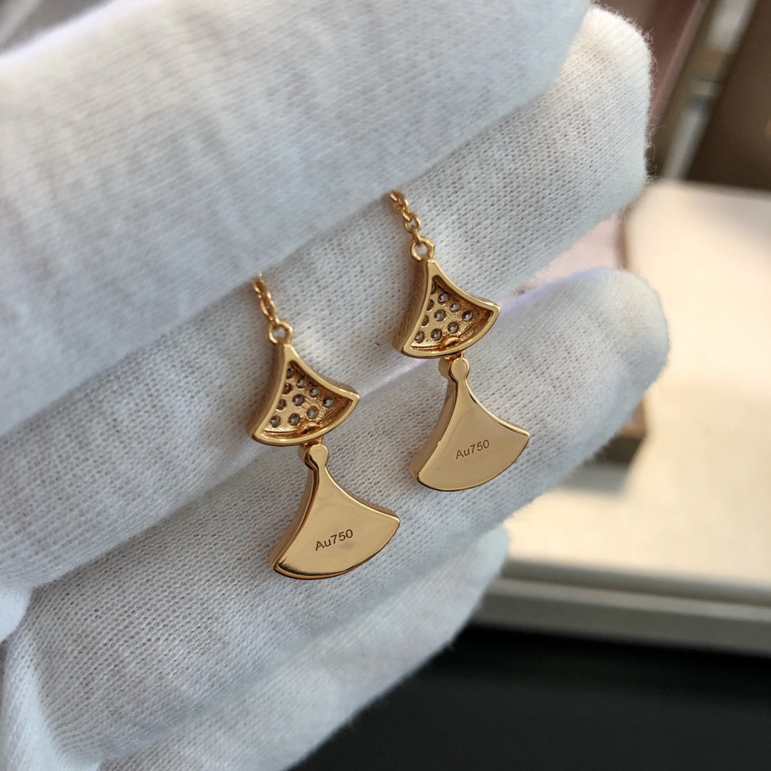 [Lucas Jewelry]DREAM EARRINGS 3 MOTIFS DIAMOND MOP PINK GOLD