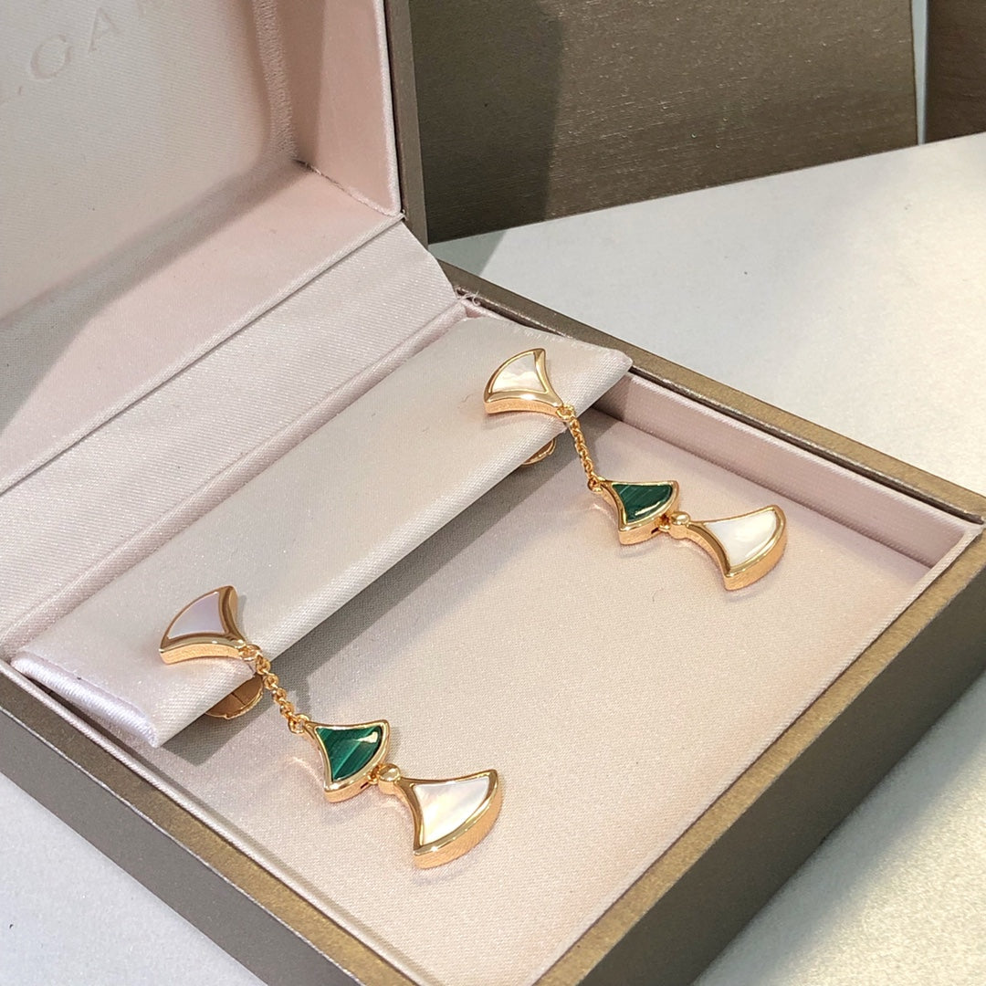 [Lucas Jewelry]DREAM EARRINGS 3 MOTIFS MALACHITE MOP PINK GOLD