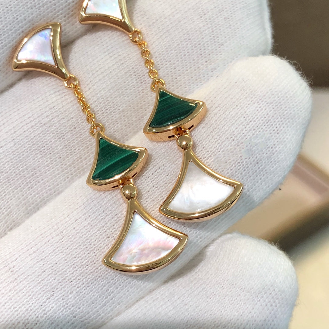 [Lucas Jewelry]DREAM EARRINGS 3 MOTIFS MALACHITE MOP PINK GOLD