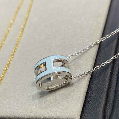 [Lucas Jewelry]POP H LIGHT BLUE NECKLACE