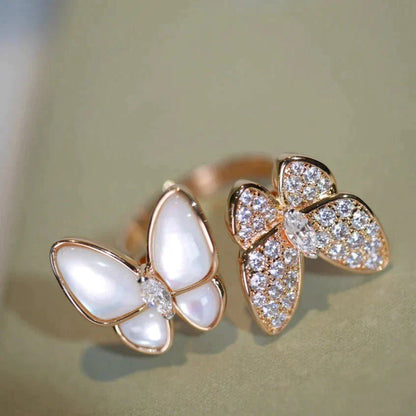 [Lucas Jewelry]TWIN BUTTERFLY DIAMOND MOP RING