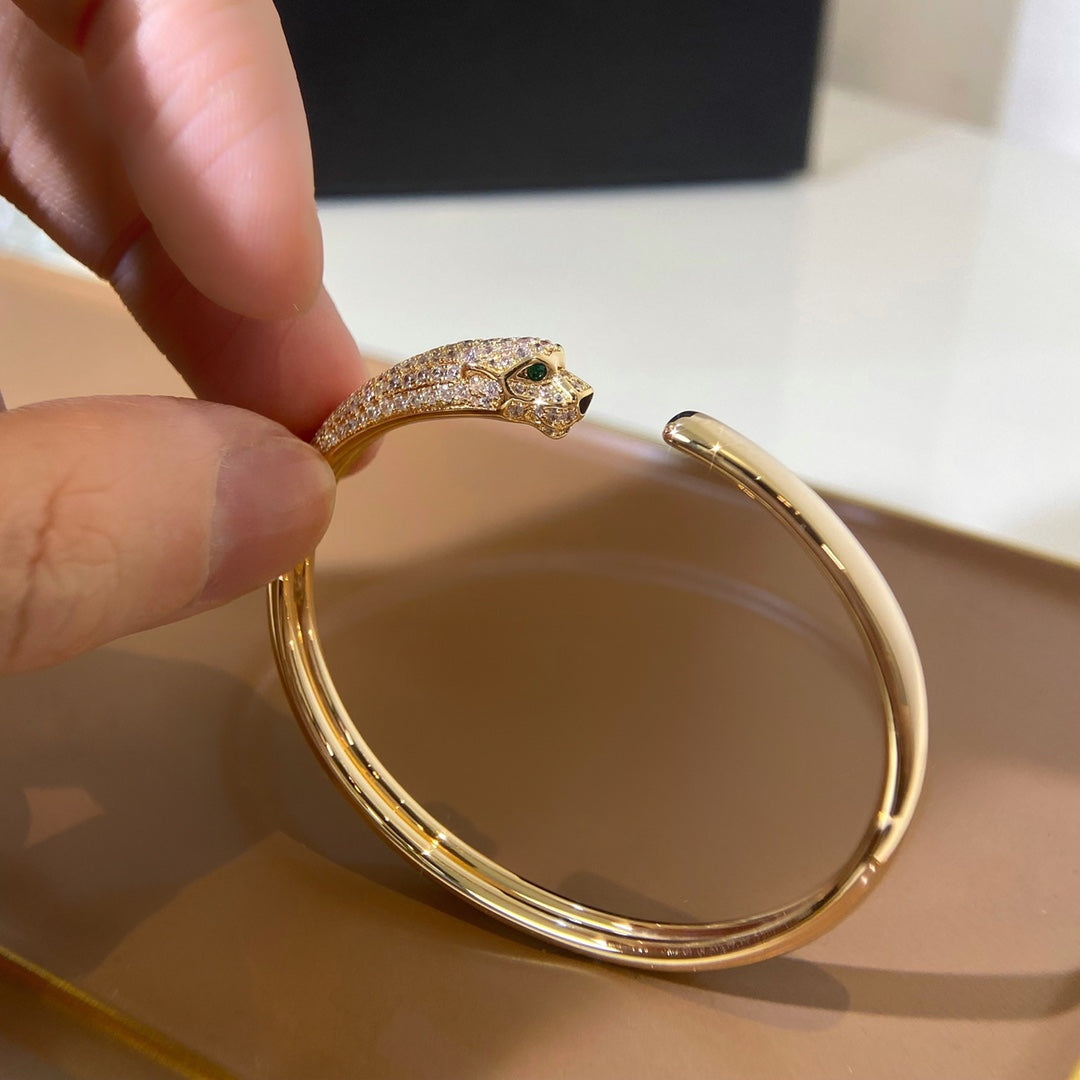 [Lucas Jewelry]PANTHERE GOLD DIAMOND OPEN BRACELET