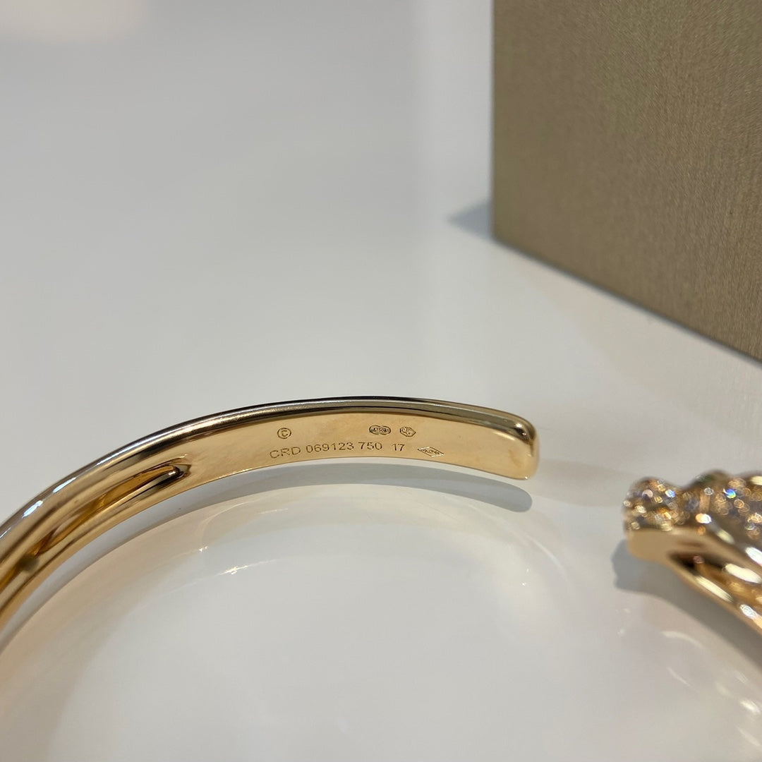 [Lucas Jewelry]PANTHERE GOLD DIAMOND OPEN BRACELET