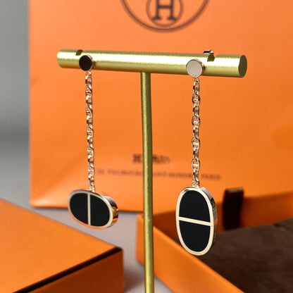 [Lucas Jewelry]CHAINE VERSO BLACK CERAMIC EARRINGS