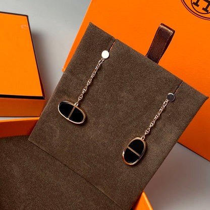 [Lucas Jewelry]CHAINE VERSO BLACK CERAMIC EARRINGS