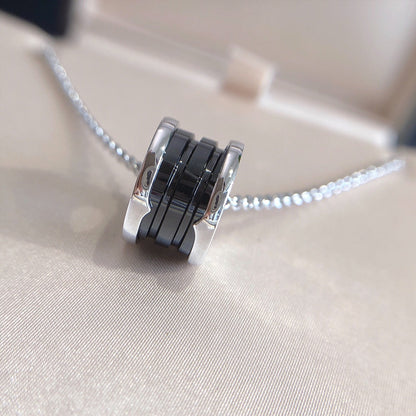 [Lucas Jewelry]ZERO 1 BLACK CERAMIC SILVER NECKLACE